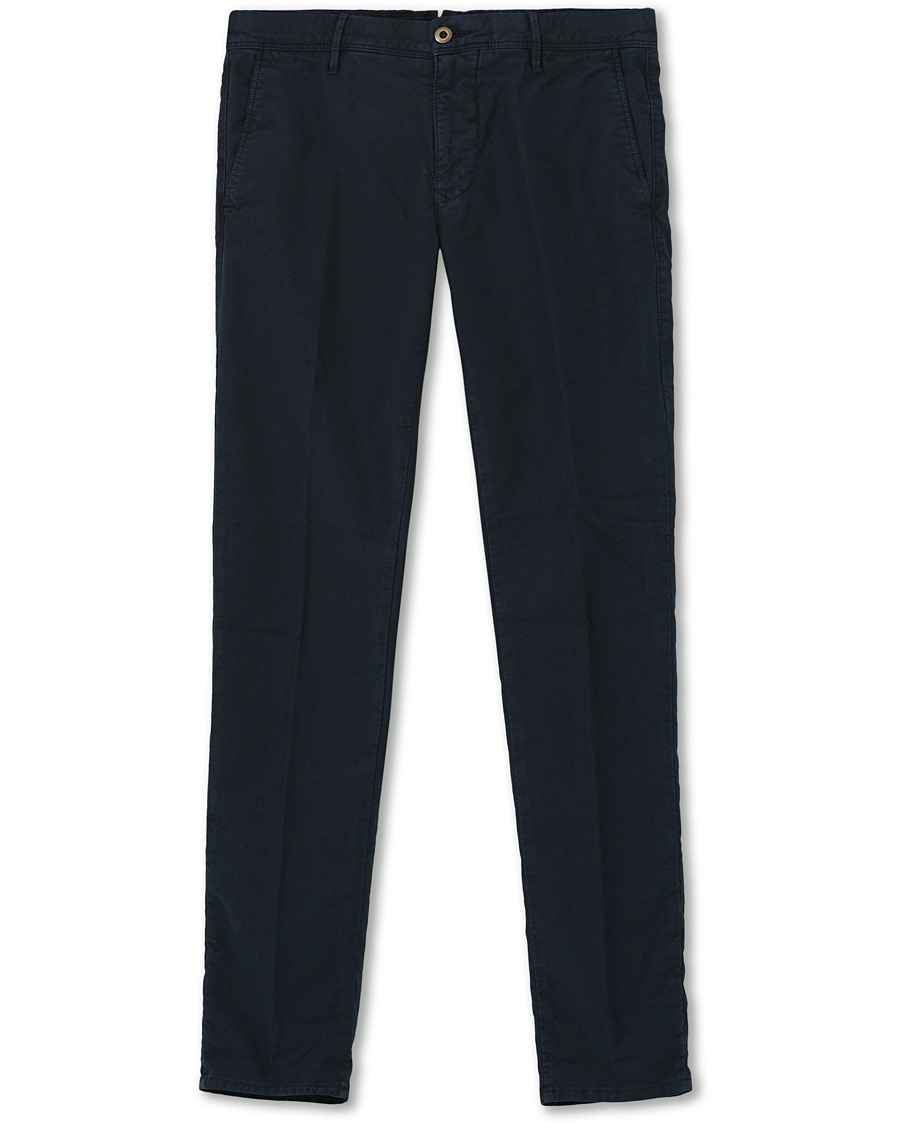Heren | Broeken | Incotex | Slim Fit Garment Dyed Washed Slacks Navy