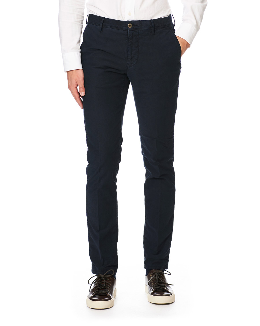 Heren | Broeken | Incotex | Slim Fit Garment Dyed Washed Slacks Navy