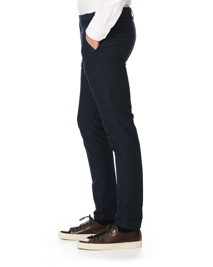 Heren | Broeken | Incotex | Slim Fit Garment Dyed Washed Slacks Navy