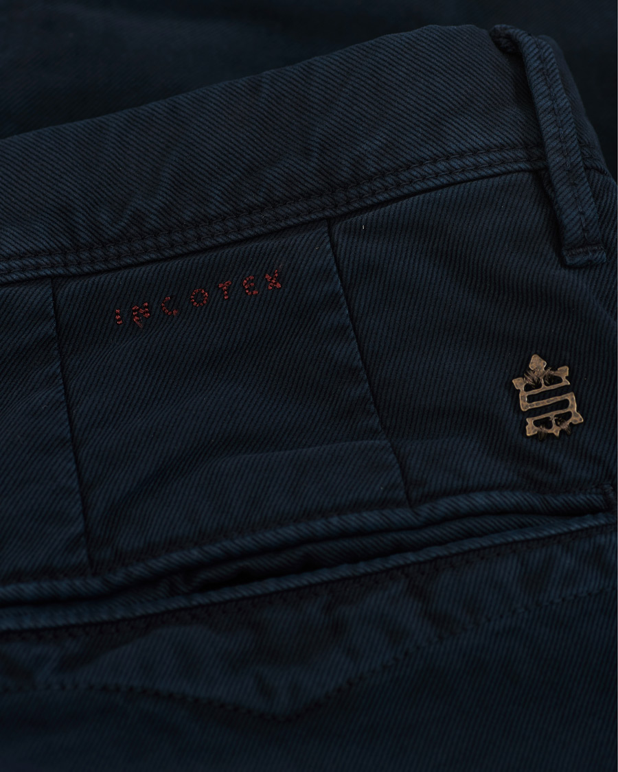 Heren | Broeken | Incotex | Slim Fit Garment Dyed Washed Slacks Navy