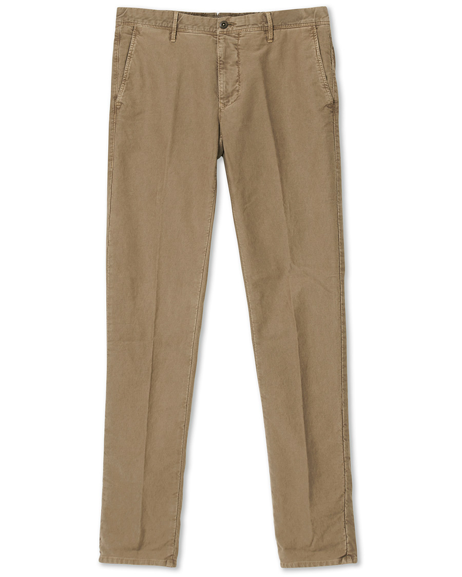 Heren | Broeken | Incotex | Slim Fit Garment Dyed Washed Slacks Beige