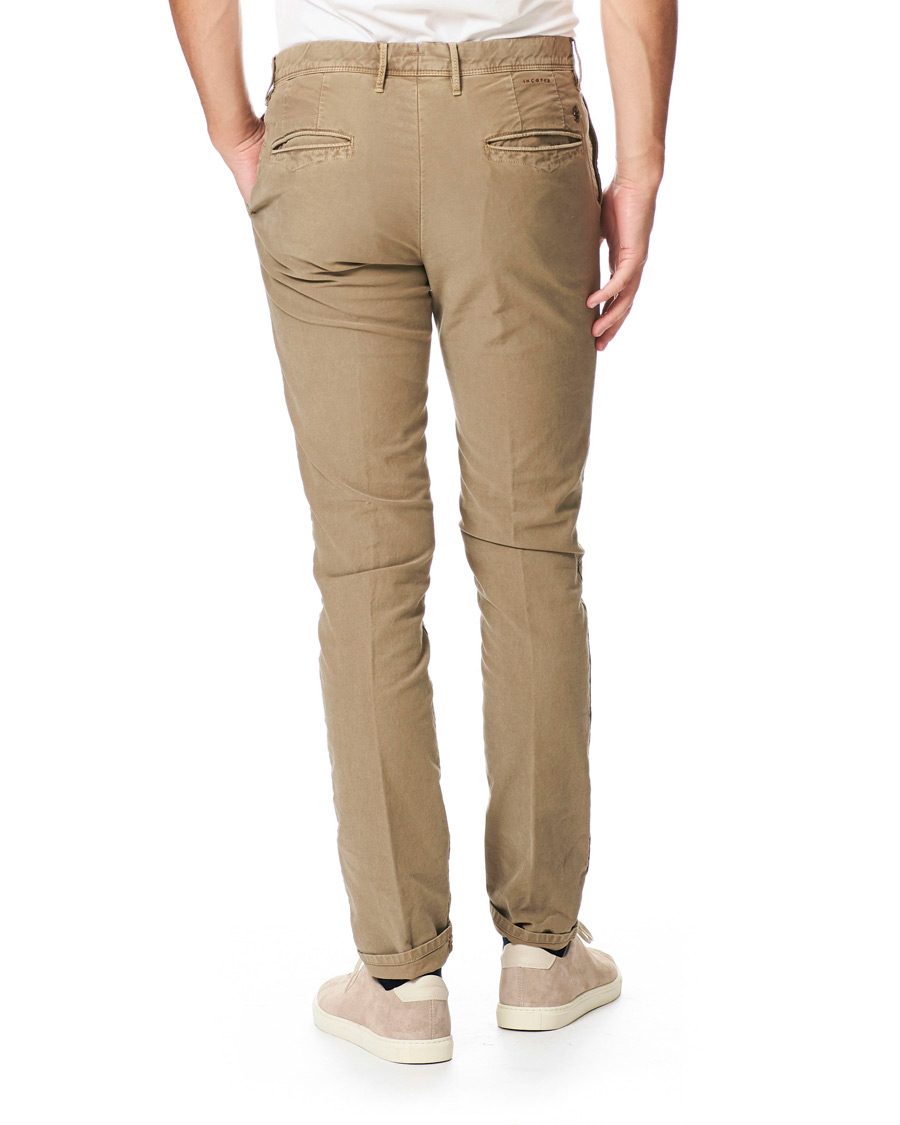 Heren | Broeken | Incotex | Slim Fit Garment Dyed Washed Slacks Beige
