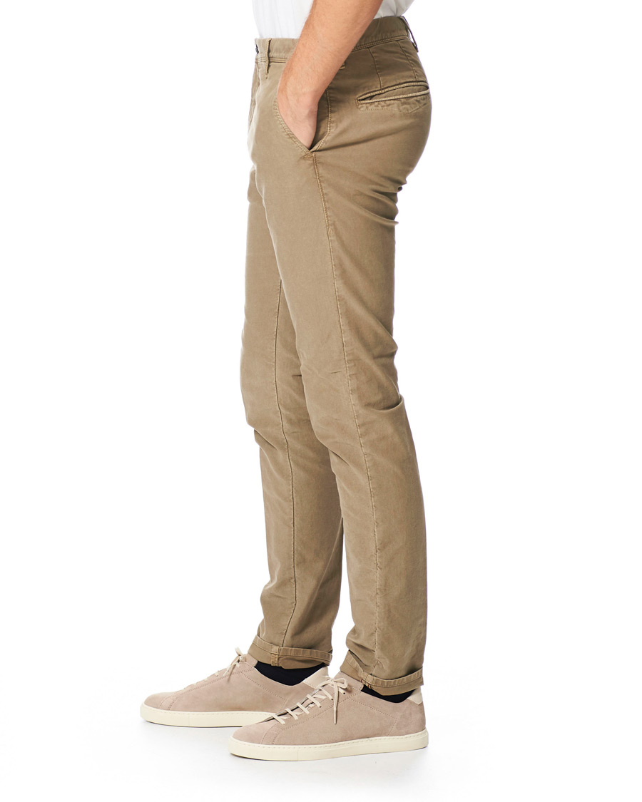 Heren | Broeken | Incotex | Slim Fit Garment Dyed Washed Slacks Beige