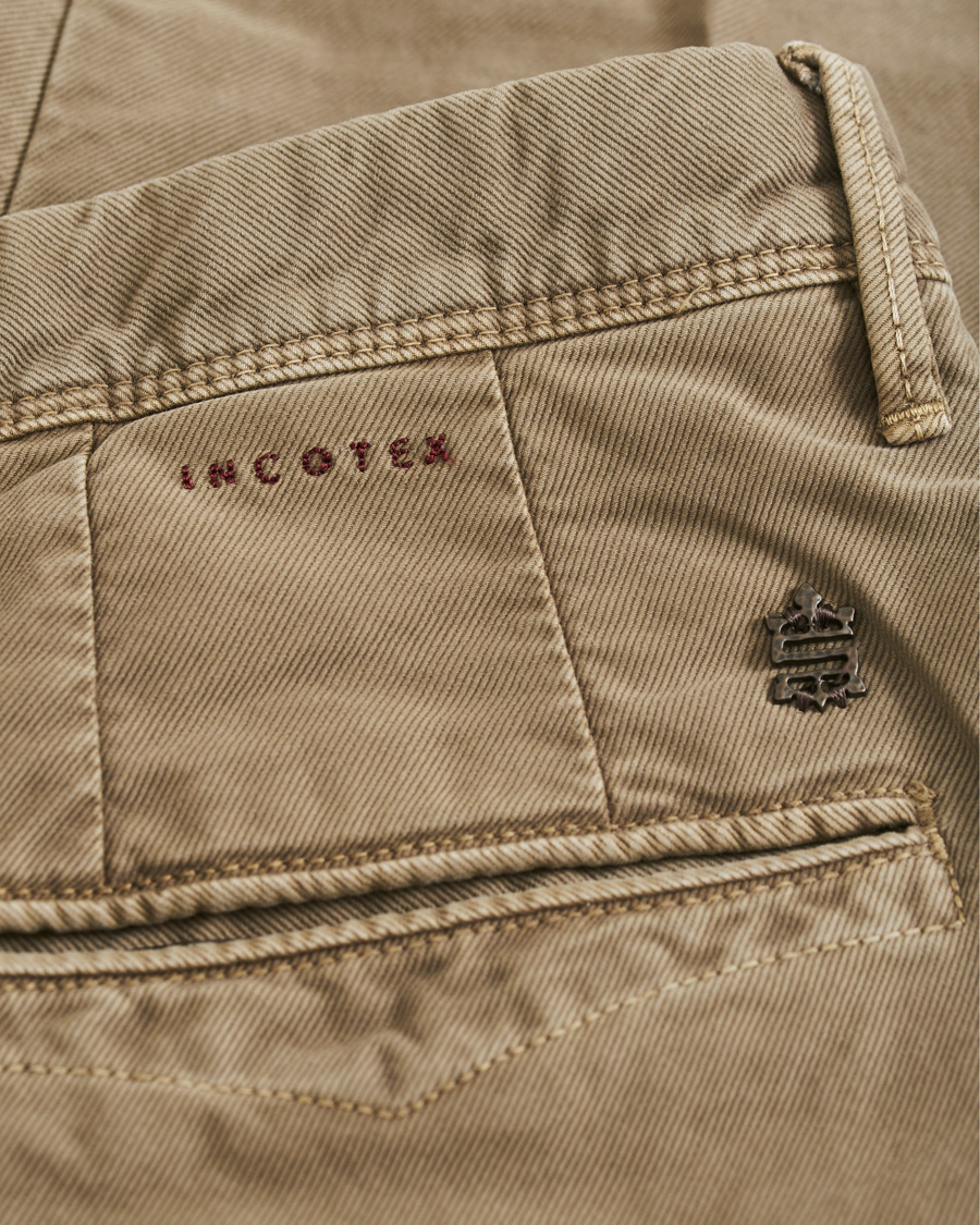 Heren | Broeken | Incotex | Slim Fit Garment Dyed Washed Slacks Beige