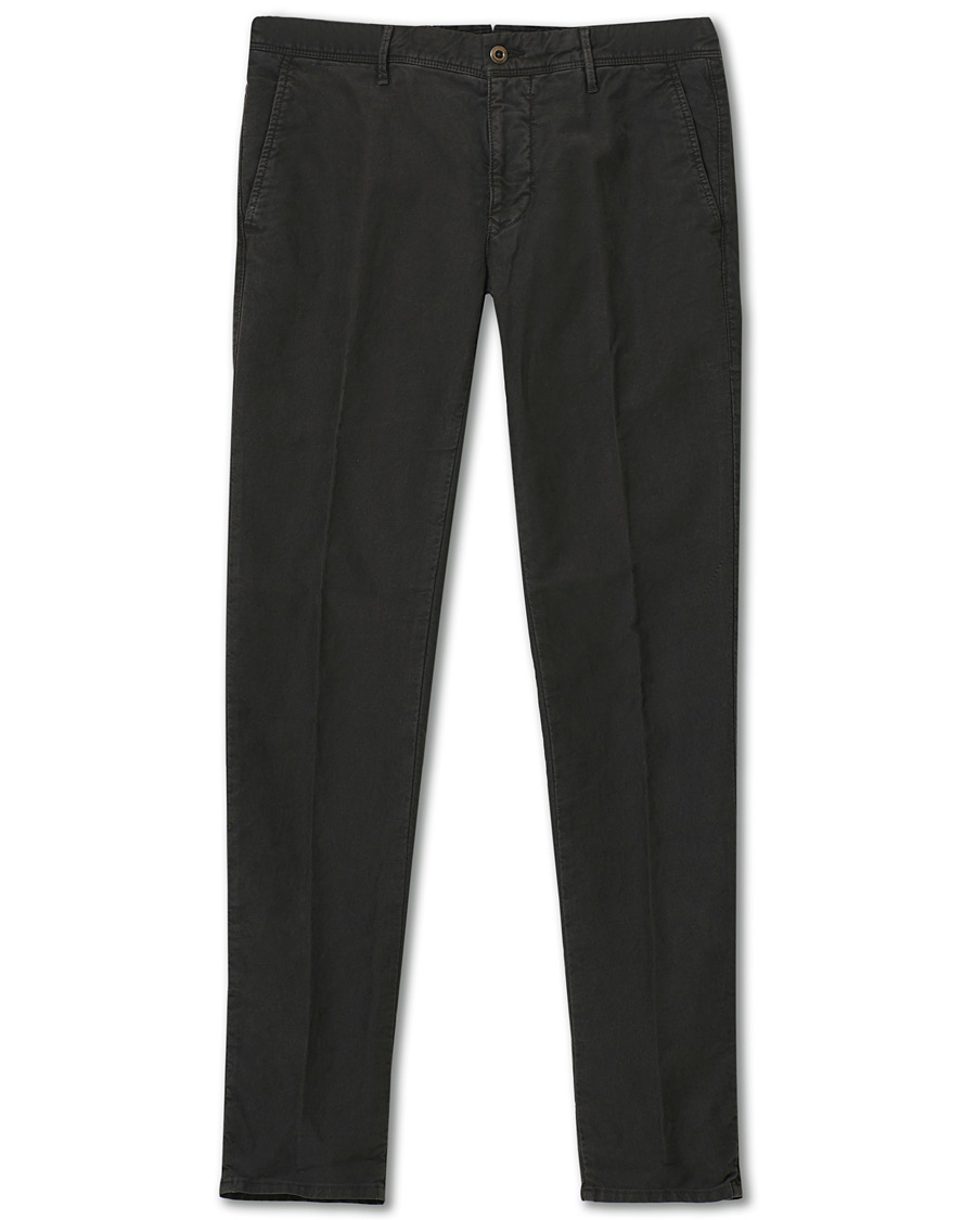 Heren | Broeken | Incotex | Slim Fit Garment Dyed Washed Slacks Black