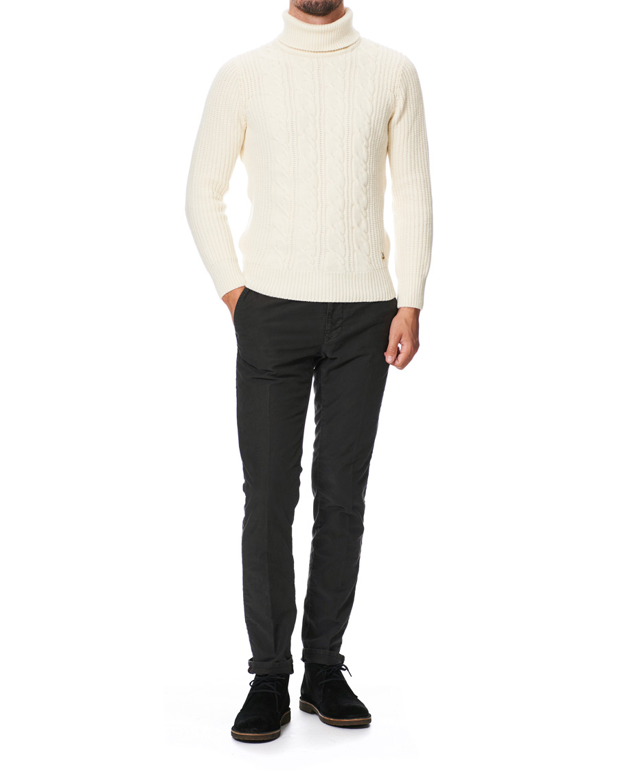 Heren | Broeken | Incotex | Slim Fit Garment Dyed Washed Slacks Black
