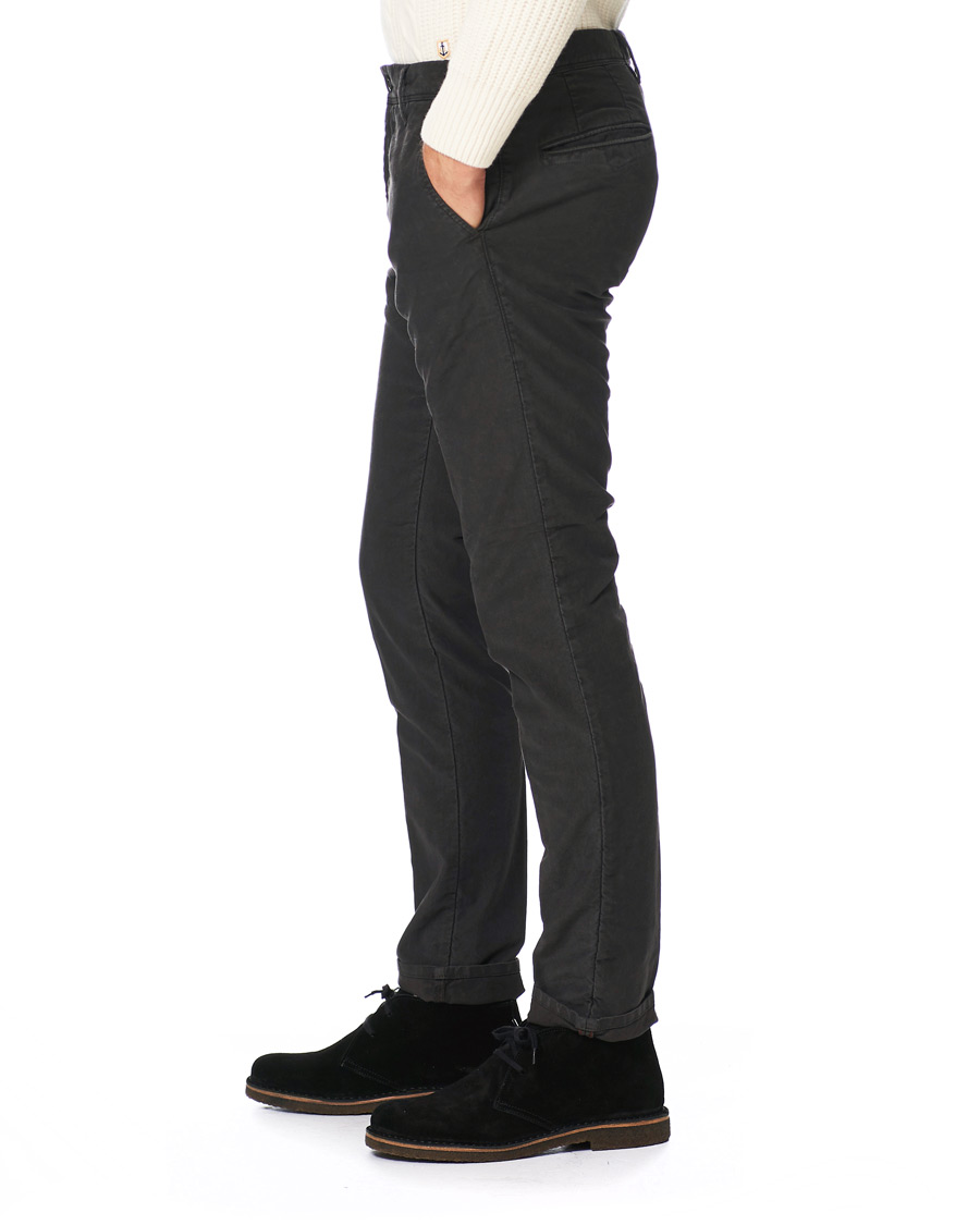 Heren | Broeken | Incotex | Slim Fit Garment Dyed Washed Slacks Black