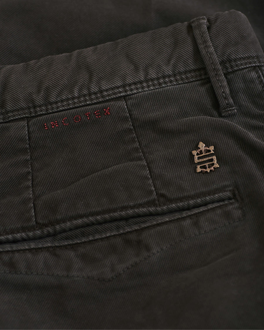 Heren | Broeken | Incotex | Slim Fit Garment Dyed Washed Slacks Black