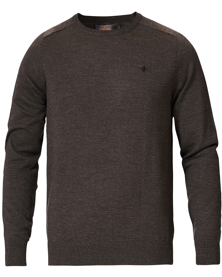 Heren | Truien | Morris | Merino Crew Neck Dark Brown XXL
