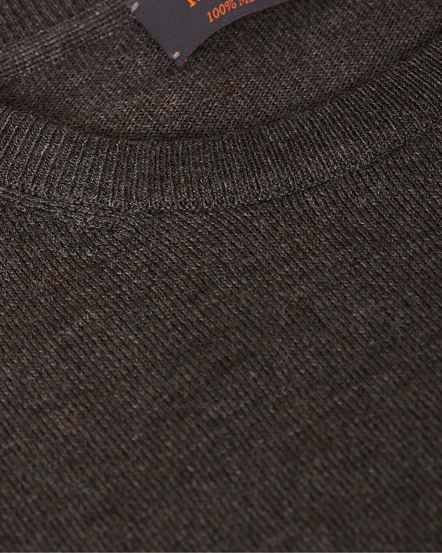 Heren | Truien | Morris | Merino Crew Neck Dark Brown XXL