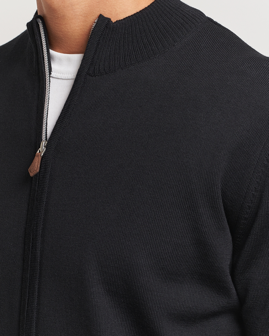Heren | Truien | Stenströms | Merino Full Zip Black