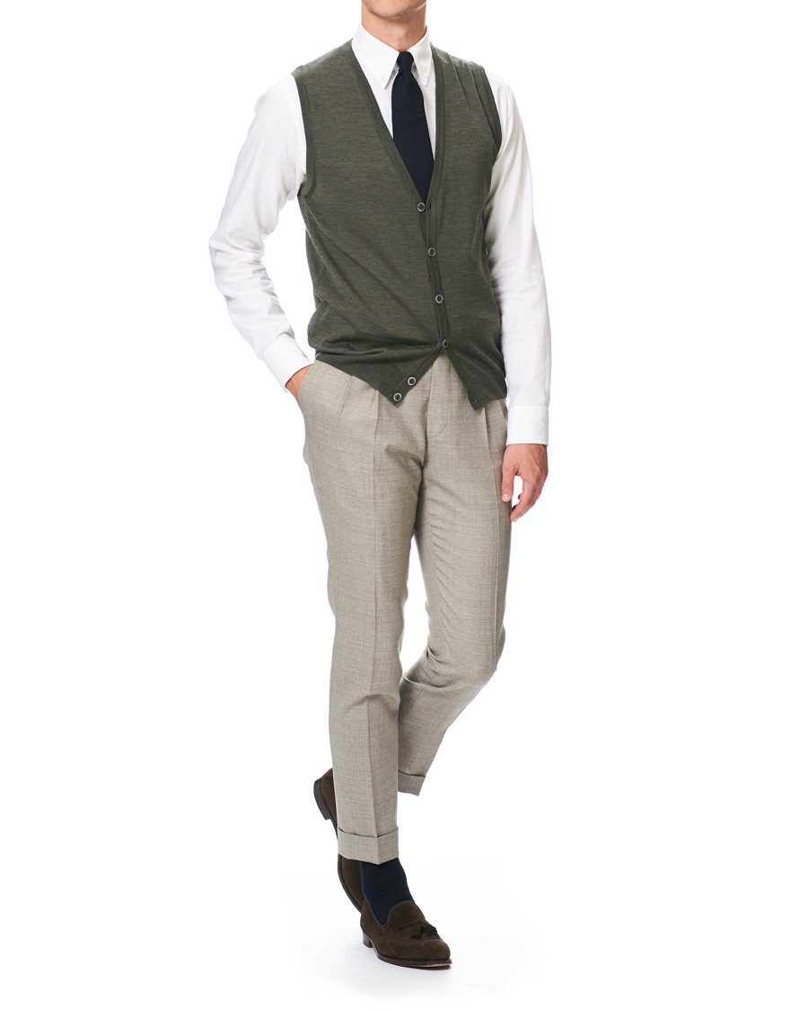 Heren | Truien | Stenströms | Merino Slipover Green