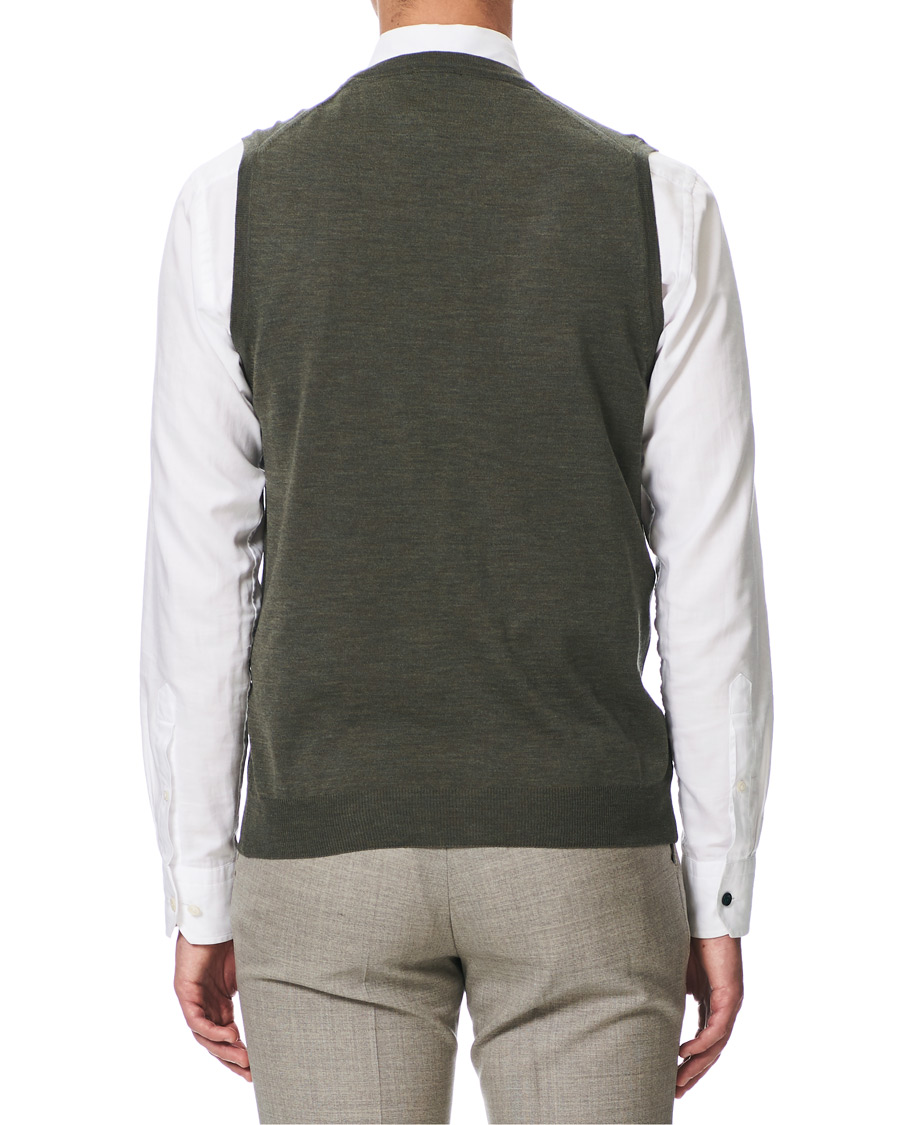 Heren | Truien | Stenströms | Merino Slipover Green