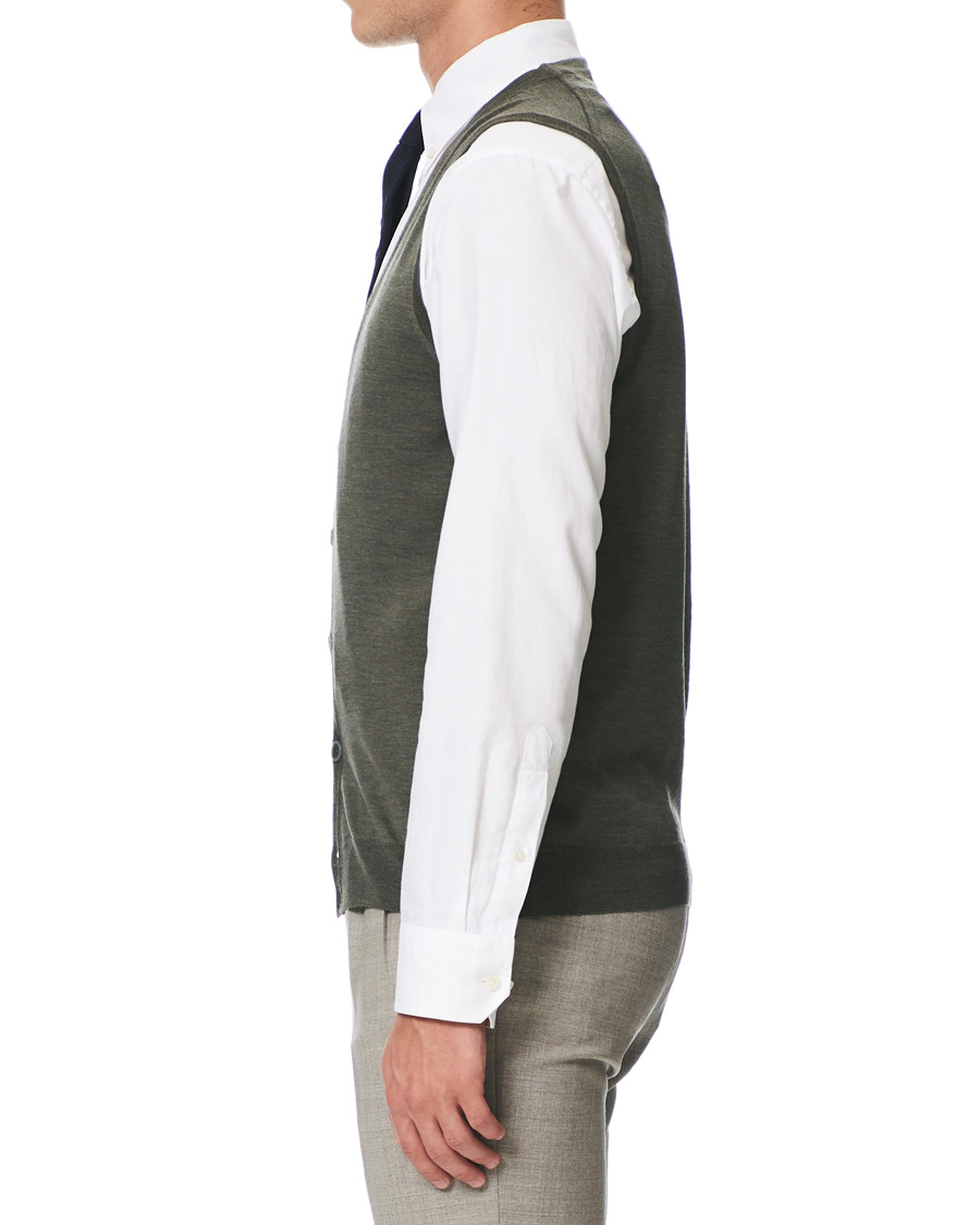 Heren | Truien | Stenströms | Merino Slipover Green