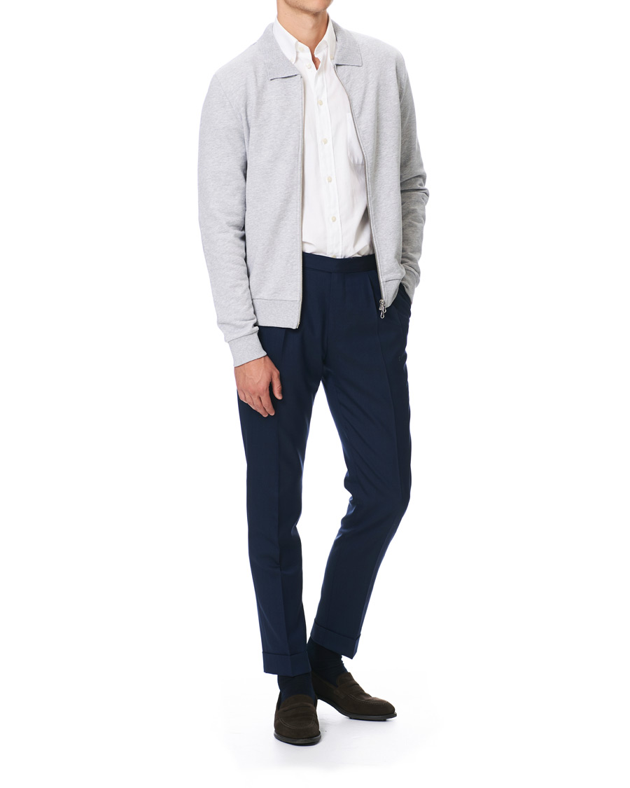 Heren | Truien | Stenströms | Cotton College Zip Cardigan Grey