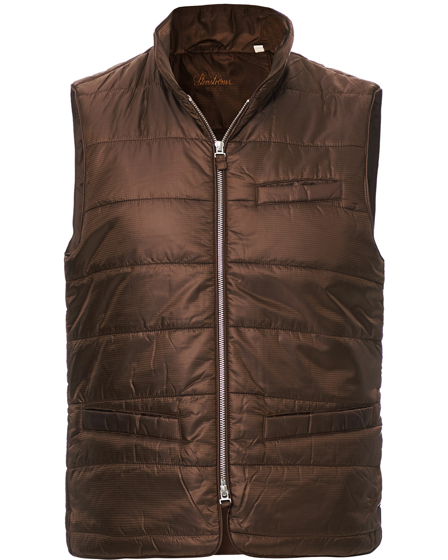 Heren | Jassen | Stenströms | Quilted Houndstooth Vest Brown