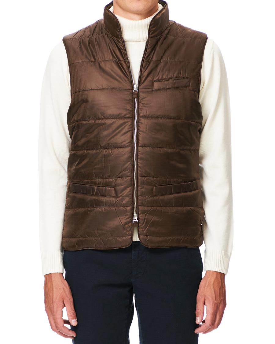 Heren | Jassen | Stenströms | Quilted Houndstooth Vest Brown