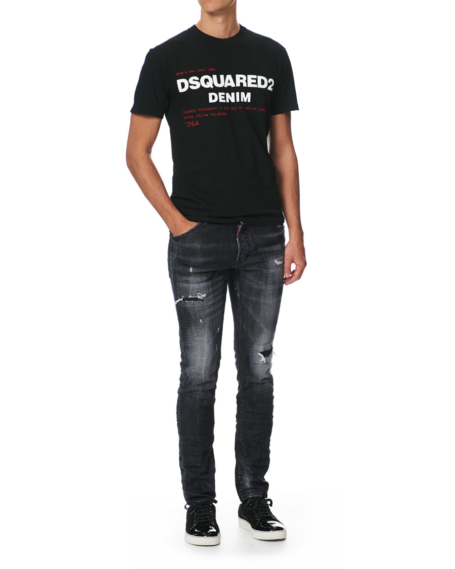 Heren | T-shirts | Dsquared2 | Cool Fit Print Logo Crew Neck Tee Black