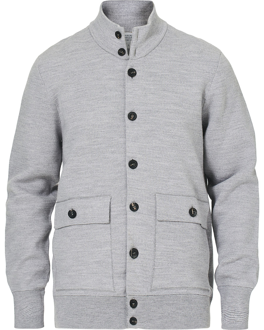 Heren | Truien | 14 Savile Row | Silk/Cashmere/Wool Cardigan Pale Grey