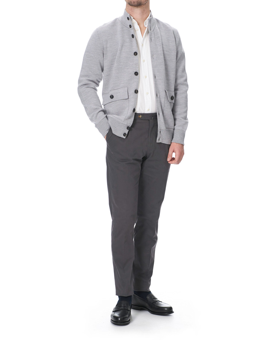 Heren | Truien | 14 Savile Row | Silk/Cashmere/Wool Cardigan Pale Grey