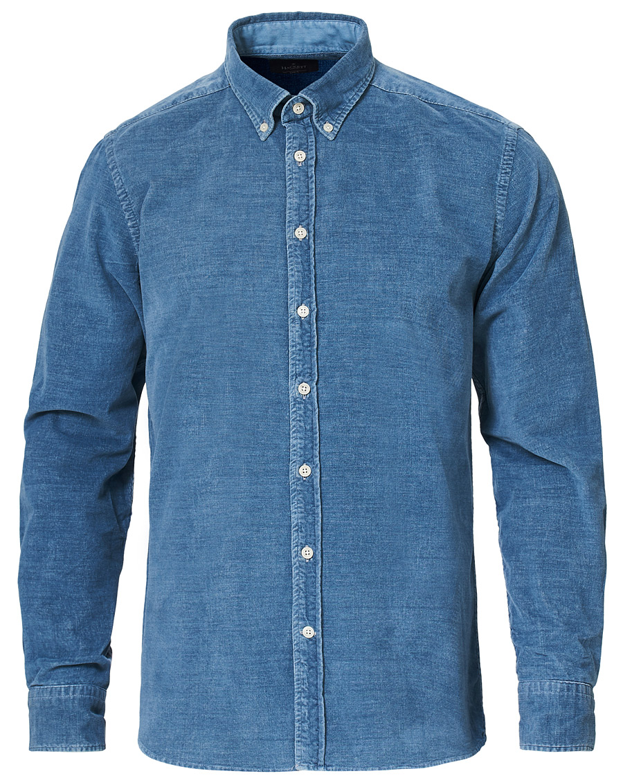 Heren | Overhemden | Hackett | Indigo Baby Cord Shirt Indigo