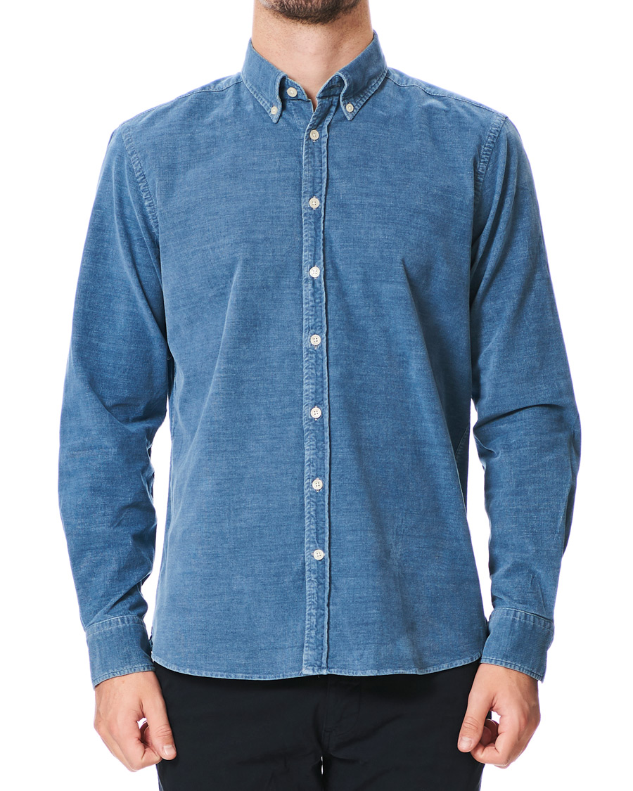 Heren | Overhemden | Hackett | Indigo Baby Cord Shirt Indigo
