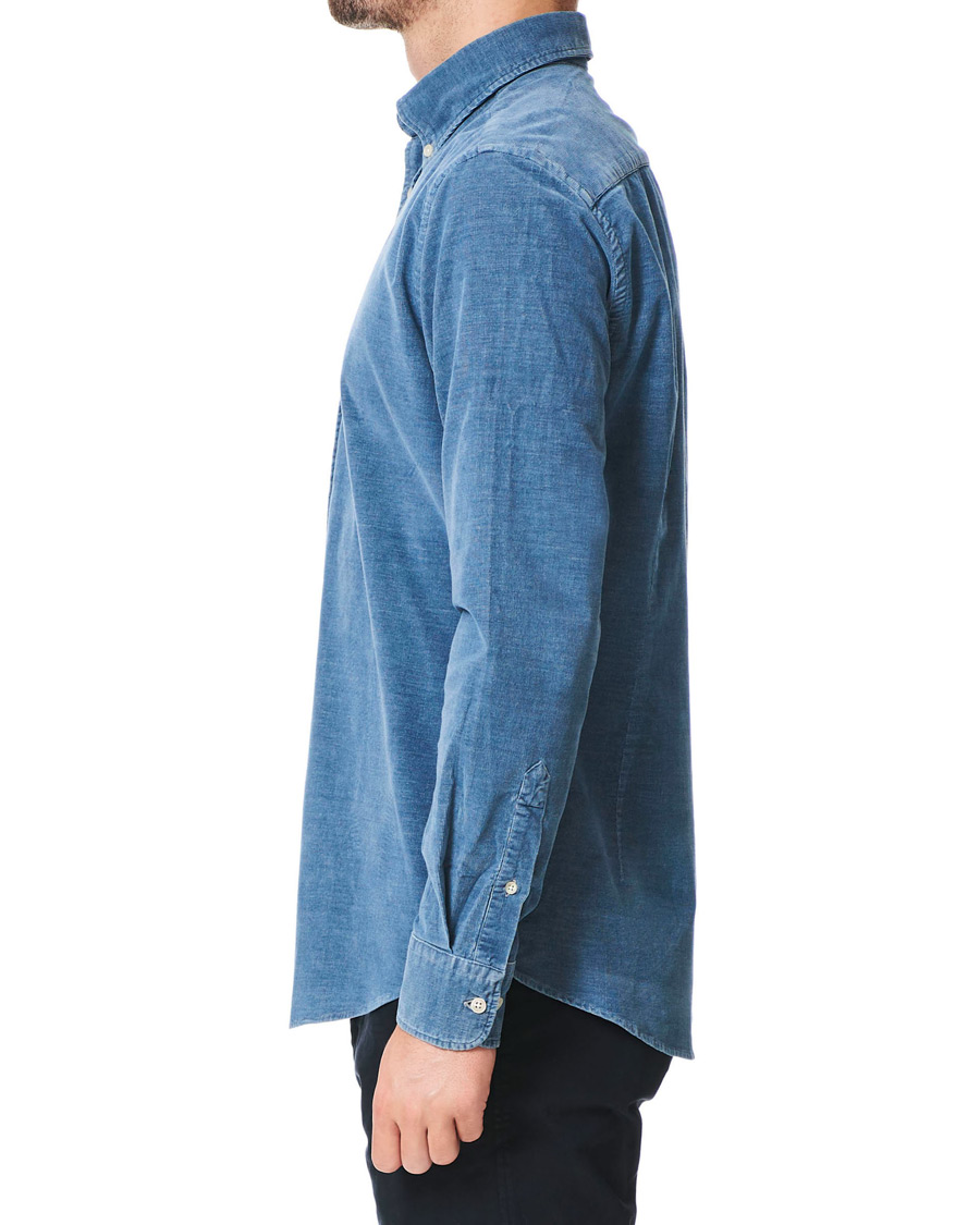 Heren | Overhemden | Hackett | Indigo Baby Cord Shirt Indigo
