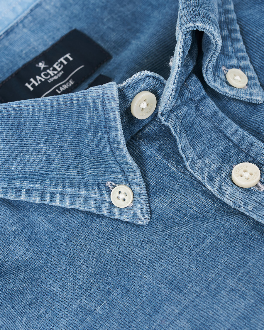 Heren | Overhemden | Hackett | Indigo Baby Cord Shirt Indigo