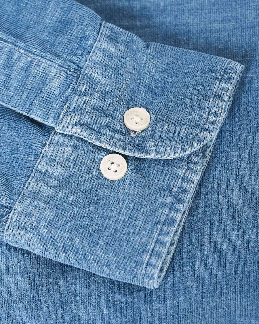 Heren | Overhemden | Hackett | Indigo Baby Cord Shirt Indigo