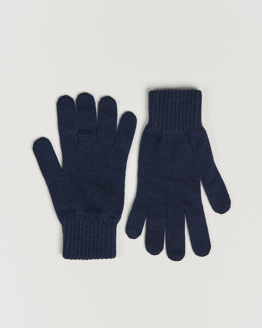 Heren | Johnstons of Elgin Knitted Cashmere Gloves Navy | Johnstons of Elgin | Knitted Cashmere Gloves Navy