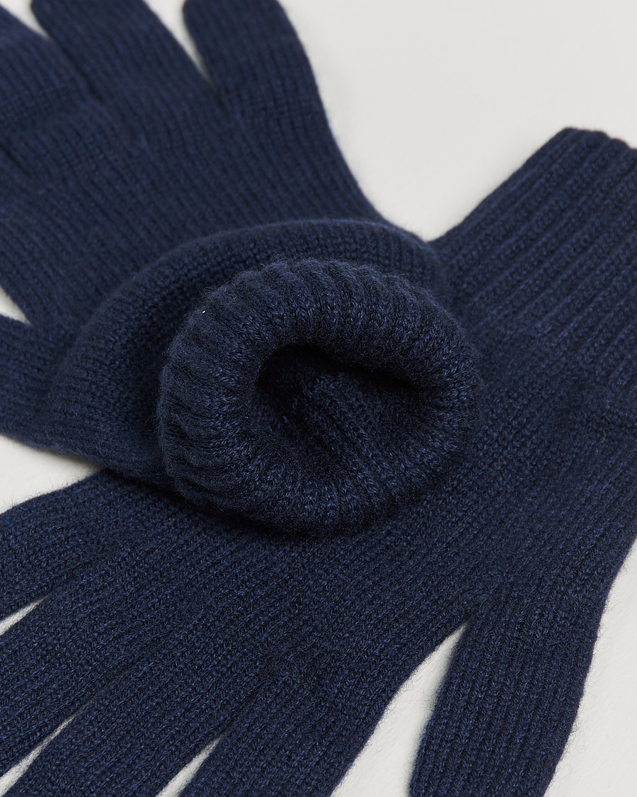 Heren | Johnstons of Elgin Knitted Cashmere Gloves Navy | Johnstons of Elgin | Knitted Cashmere Gloves Navy
