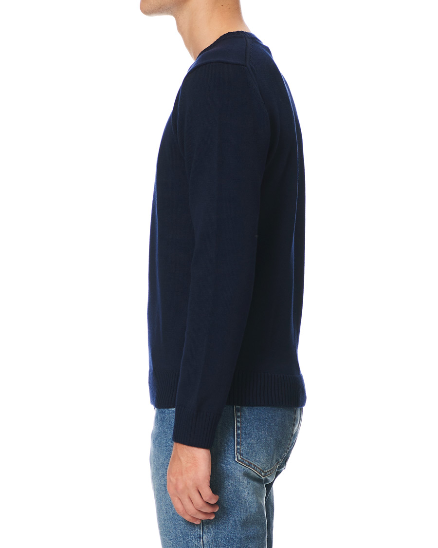 Heren | Truien | Stenströms | Heavy Knitted Merino Crew Neck Navy
