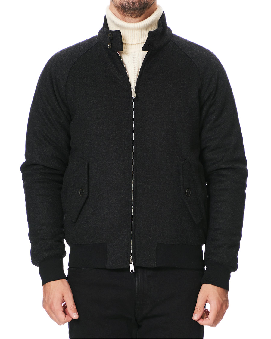 Heren | Jassen | Baracuta | G9 Padded Melton Wool Harrington Jacket Charcoal