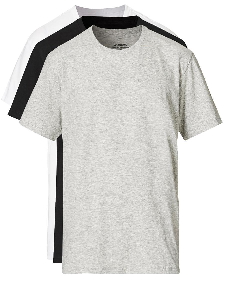 Heren | T-shirts | Calvin Klein | Cotton Crew Neck Tee 3-Pack Black/White/Grey