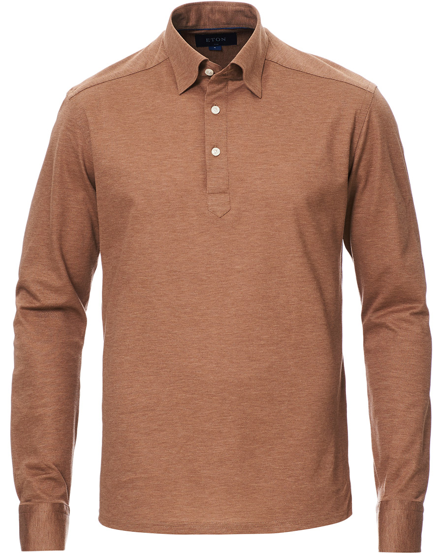 Heren | Overhemden | Eton | Slim Fit Pique Button Under Poloshirt Nougat