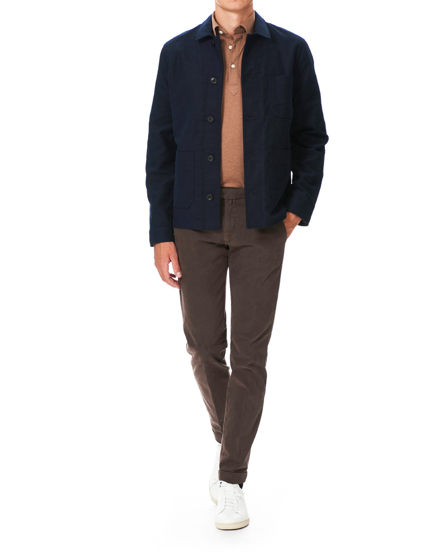 Heren | Overhemden | Eton | Slim Fit Pique Button Under Poloshirt Nougat