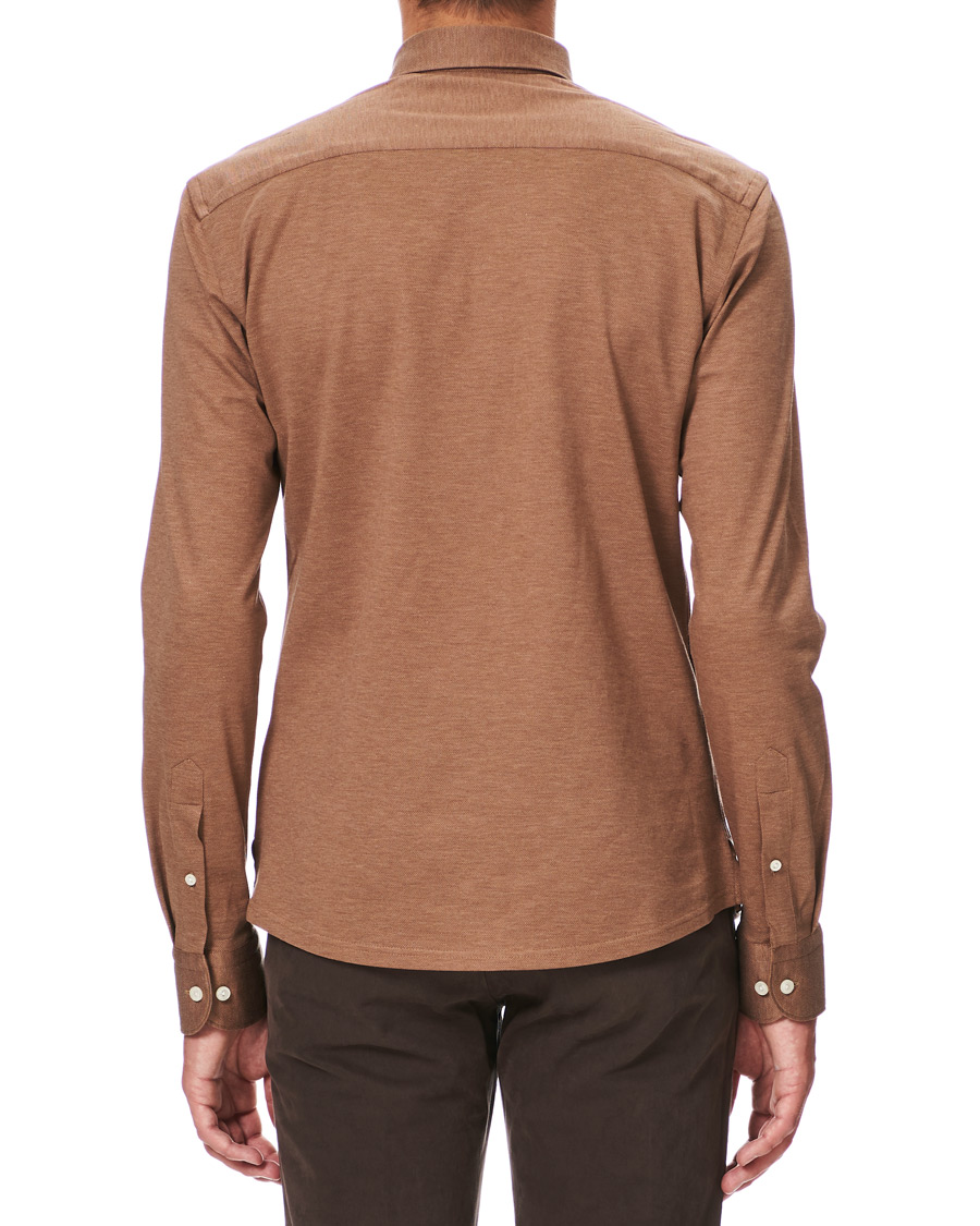 Heren | Overhemden | Eton | Slim Fit Pique Button Under Poloshirt Nougat