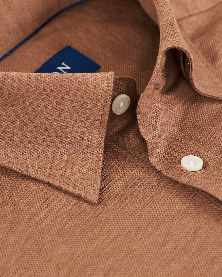 Heren | Overhemden | Eton | Slim Fit Pique Button Under Poloshirt Nougat