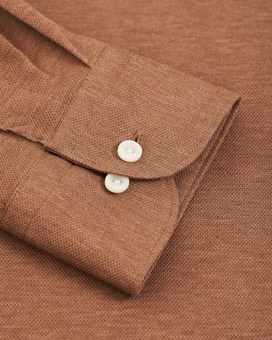 Heren | Overhemden | Eton | Slim Fit Pique Button Under Poloshirt Nougat
