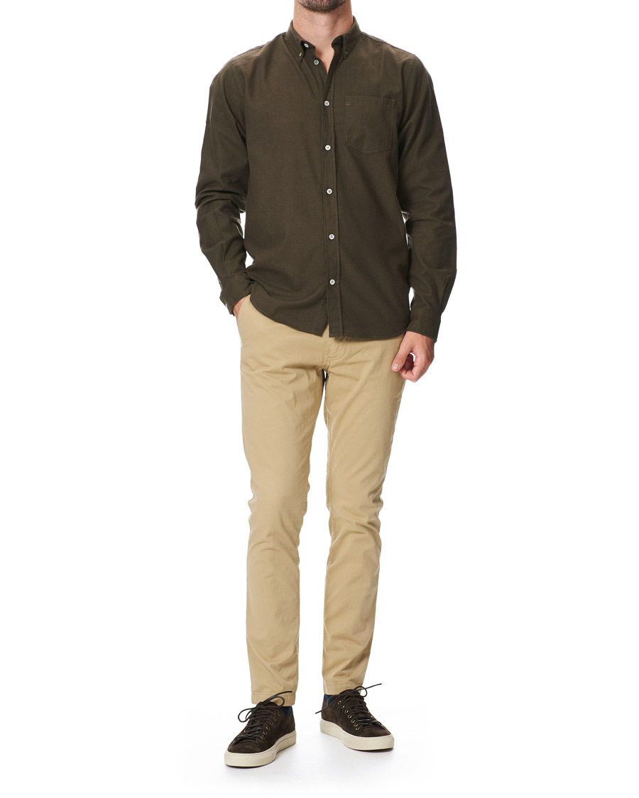 Heren | Overhemden | Norse Projects | Anton Brushed Flannel Shirt Dark Green