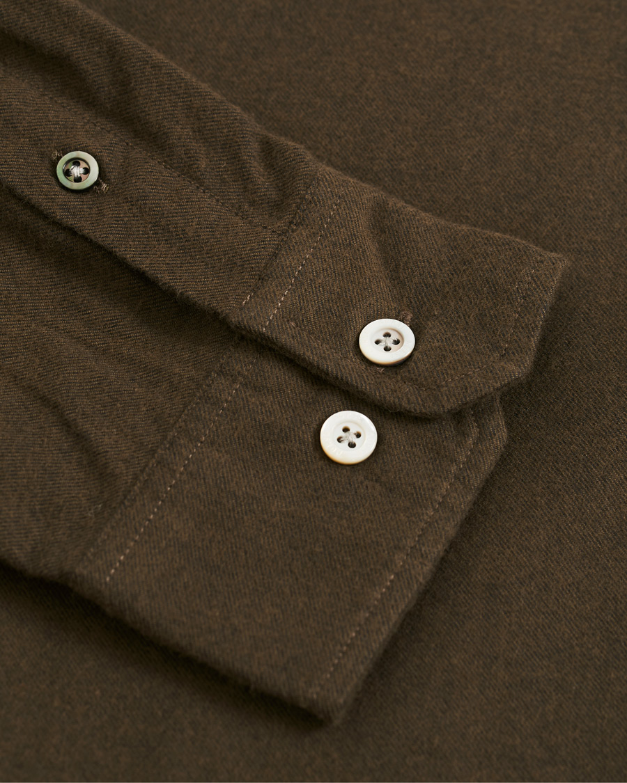 Heren | Overhemden | Norse Projects | Anton Brushed Flannel Shirt Dark Green