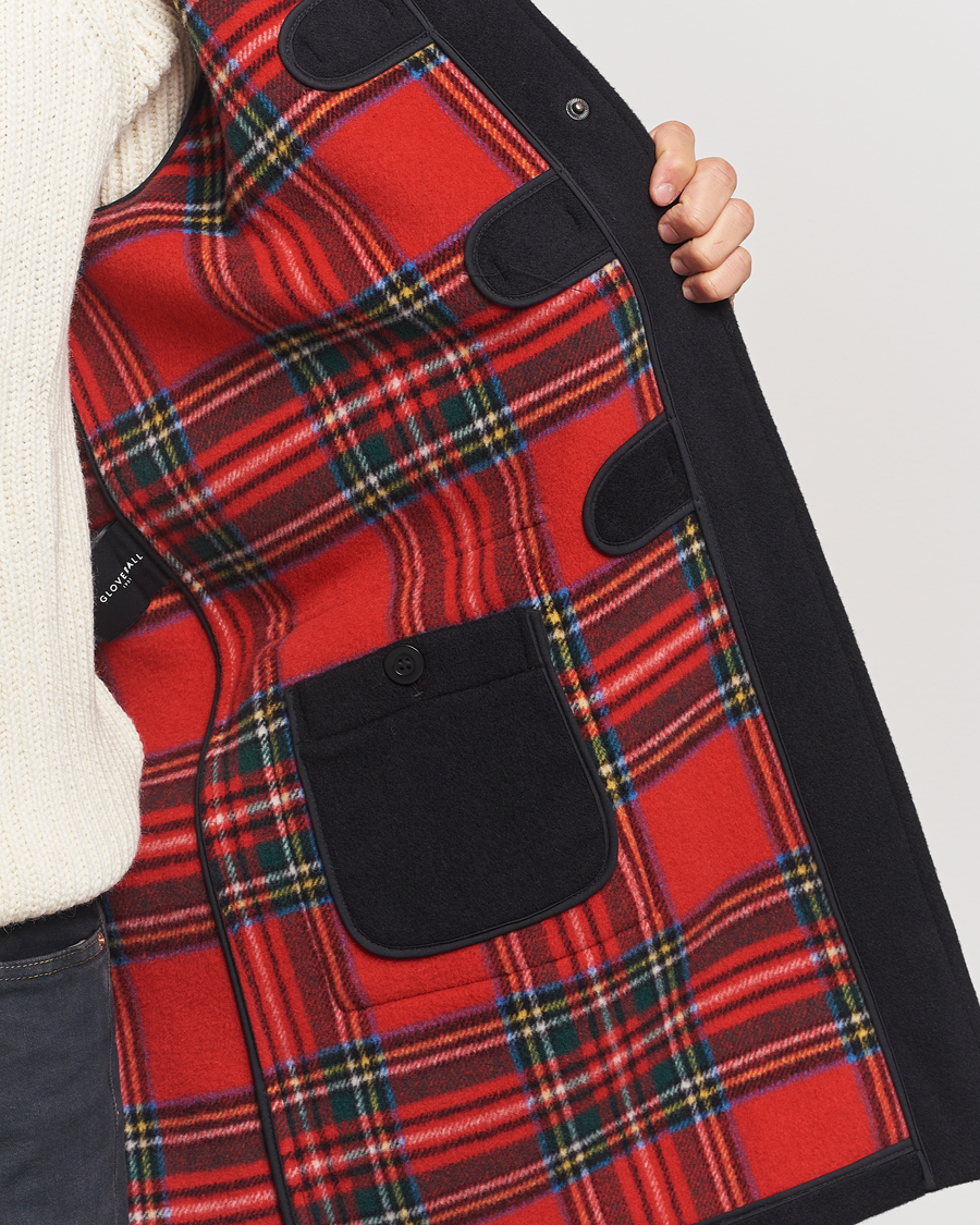 Heren | Jassen | Gloverall | Morris Duffle Coat Black/Royal Stewart S