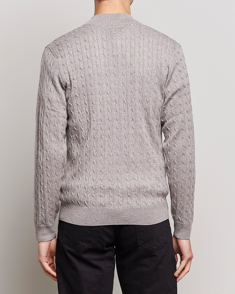 Heren | Truien | Stenströms | Merino Wool Cable Half Zip Beige