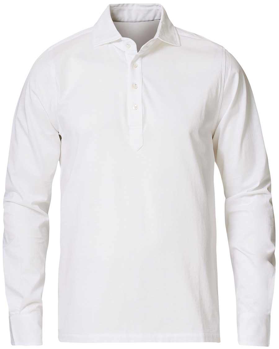 Heren | Overhemden | Stenströms | Cotton Popover Poloshirt White