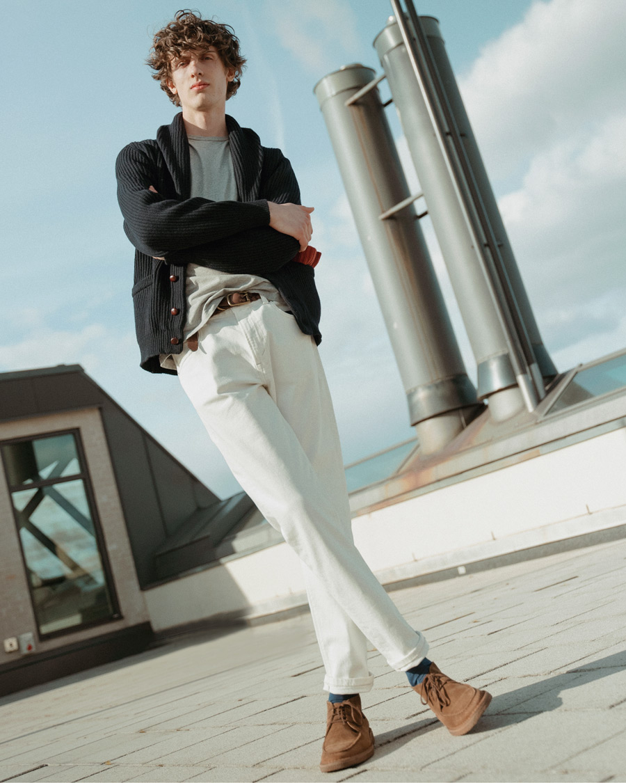 Heren | Truien | Drake's | Shawl Collar Rib Cardigan Navy