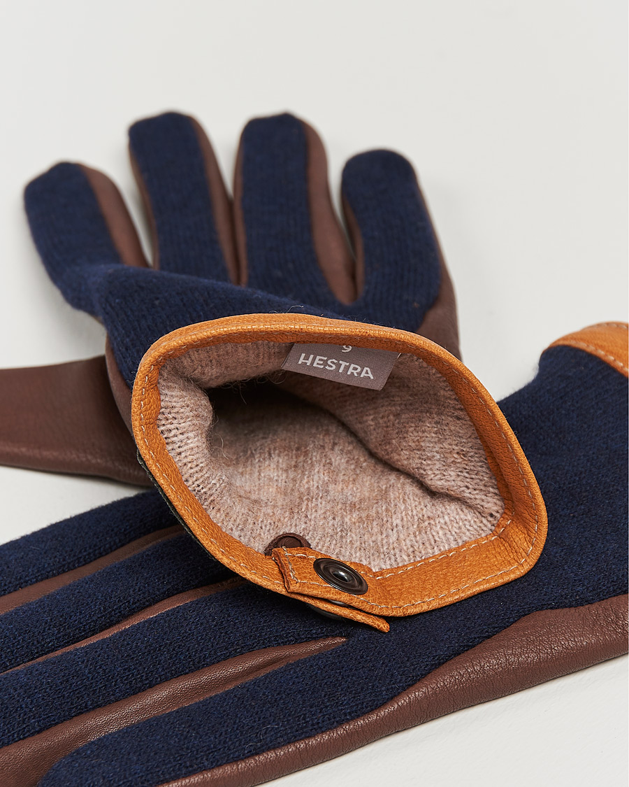 Heren | Afdelingen | Hestra | Deerskin Wool Tricot Glove Blue/Brown