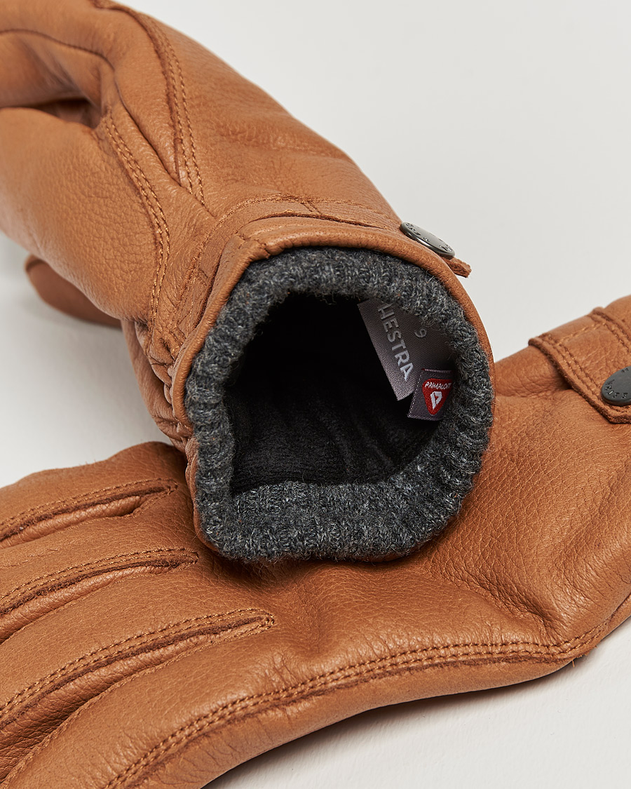 Heren | Handschoenen | Hestra | Utsjö Fleece Lined Buckle Elkskin Glove Cognac