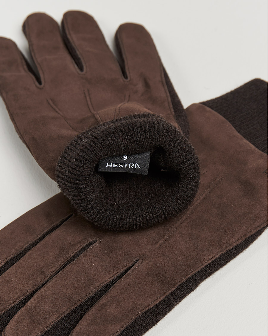 Heren | Handschoenen | Hestra | Geoffery Suede Wool Tricot Glove Espresso