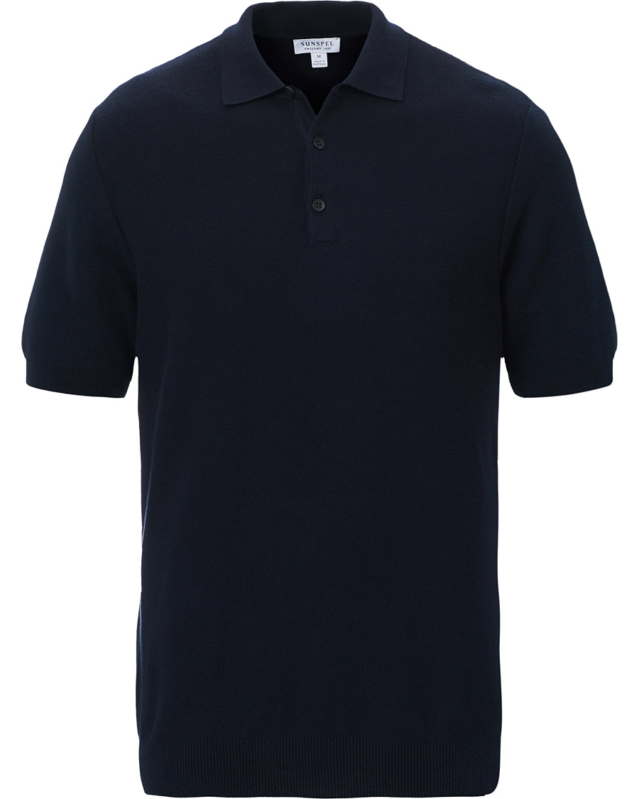 Heren | Polo's | Sunspel | Fine Texture Polo Navy