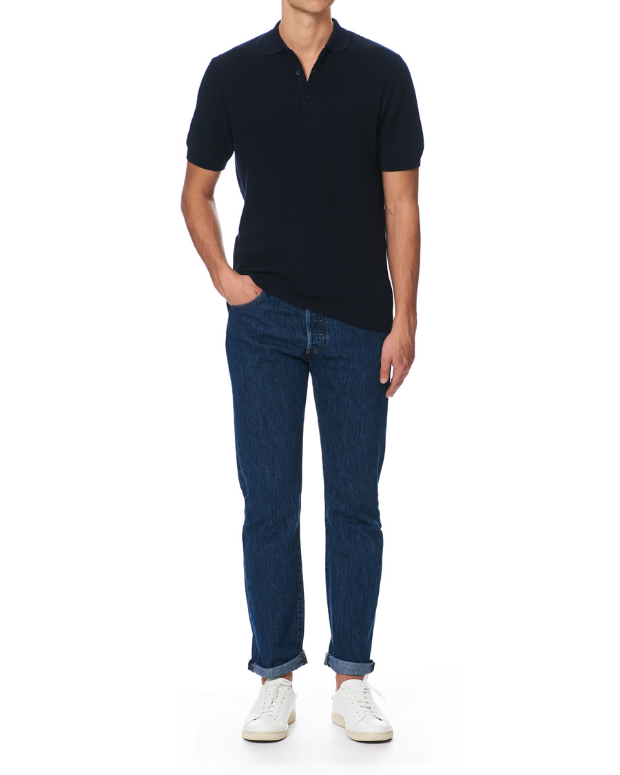 Heren | Polo's | Sunspel | Fine Texture Polo Navy